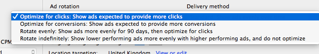 Adwords ad rotation settings