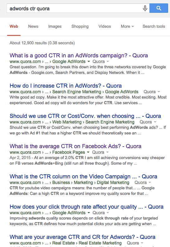 what is a good ctr on adwords google search