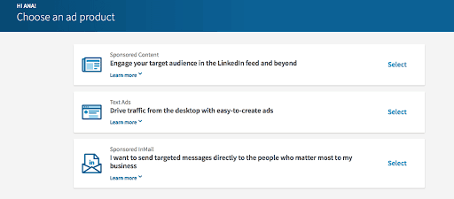 Create first ad with LinkedIn