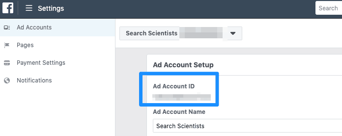 Finding the Facebook Ad Account ID to grant access