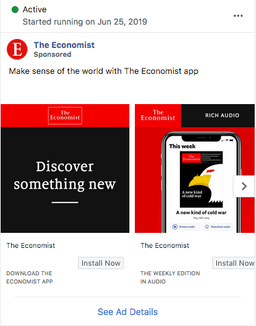 The Economist FB carousel ad example 3